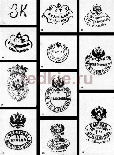 Клейма Кузнецовского фарфора с 1810г. по 1917г. - Антиквариат Клейма ...