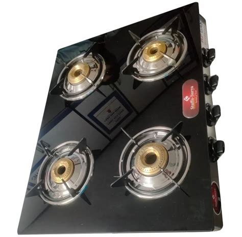 Glass And Stainless Steel Stuffa Surya Four Burner Gas Stove At Rs