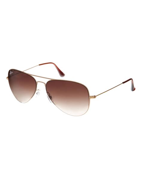 Lyst Ray Ban Matte Gold Aviator Sunglasses In Metallic