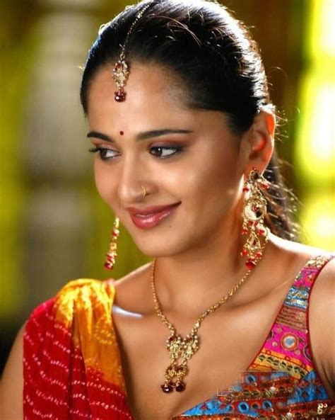 Anushka Shetty Hot Curvy Navel Exposed In Orange Outfit Glamsundari In