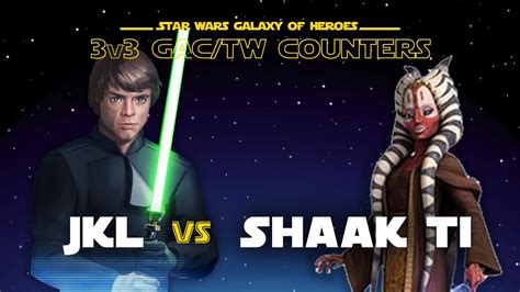 V Jkl Vs Shaak Ti Swgoh Gac Clones Counter Youtube