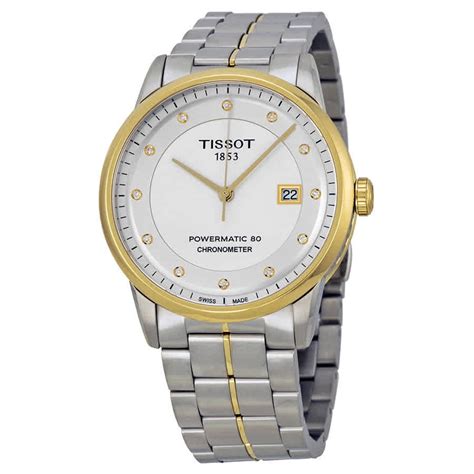 Tissot Luxury Automatic Diamond Silver Dial Two Tone Stainless Steel Mens Watch T0864082203600