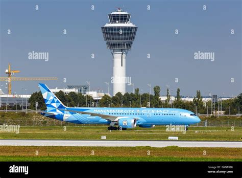 Etihad Boeing Dreamliner Airplane Munich Airport In Germany