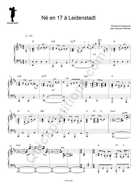 Né en 17 à Leidenstadt Easy Piano Sheet Music from Galagomusic