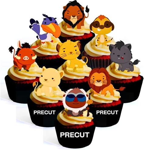 PRECUT Lion Theme Edible Cupcake Toppers Simba Theme Premium