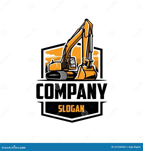 Excavating Company Ready Made Emblem Badge Logo Vector Isolated In White Background ...