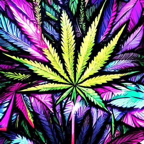 Marijuana Leaves Graffiti Neon Dark Background · Creative Fabrica