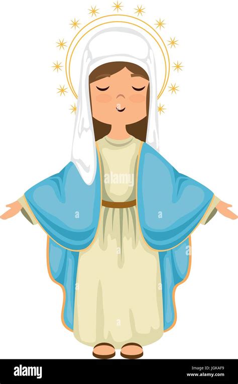 Cartoon Virgin Mary Icon Over White Background Colorful Design Vector Illustration Stock Vector