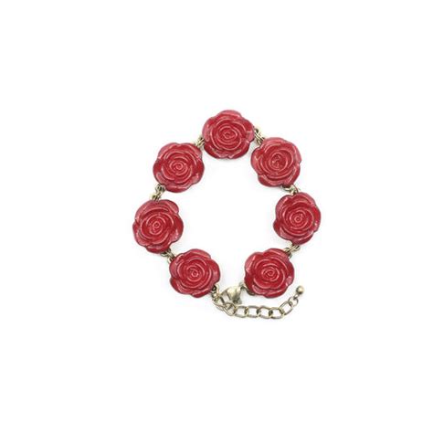 Red Rose Resin Bracelet Glamourous Jewellery Vanda Shop