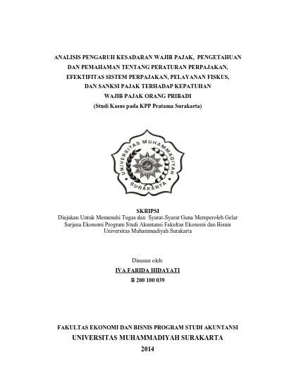 ANALISIS PENGARUH KESADARAN WAJIB PAJAK PENGETAHUAN DAN PEMAHAMAN