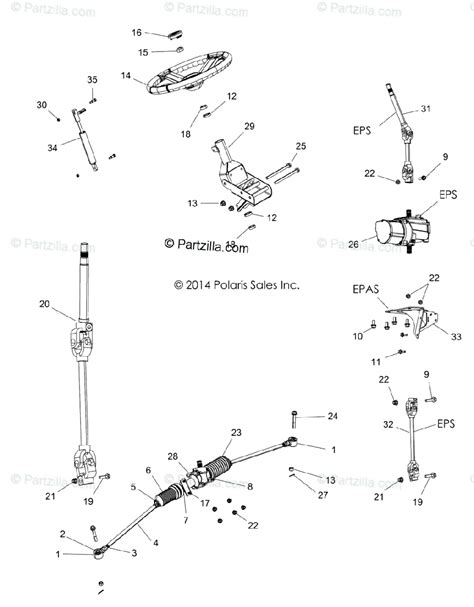 Polaris Side By Side 2015 Oem Parts Diagram For Steering Steering Asm