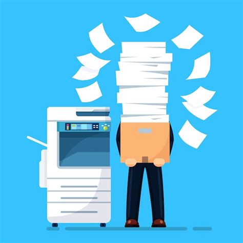 Premium Vector Pile Of Paper Busy Businessman With Stack Of