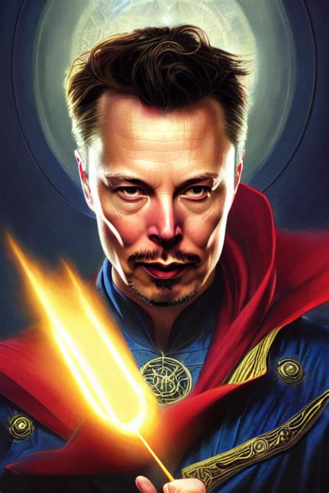 KREA AI Elon Musk As Dr Strange Realistic Portrait Symme