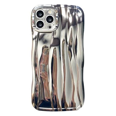 Para Iphone Pro Galvanoplastia Water Ripple Tpu Phone Case Plata