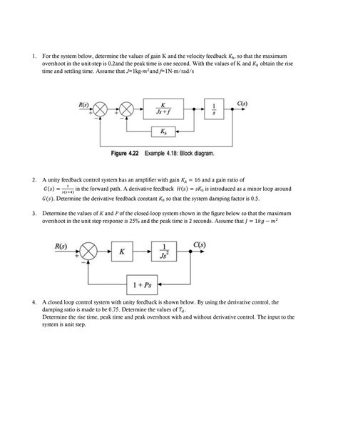 Tutorials 2 For The System Below Determine The Values Of Gain K And