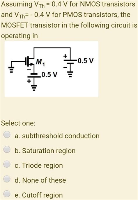 Solved Assuming Vth V For Nmos Transistors And Vth V For