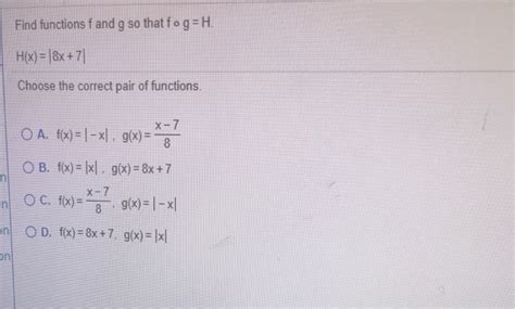 Solved Find Functions F And G So That Fog H H X 18x 71