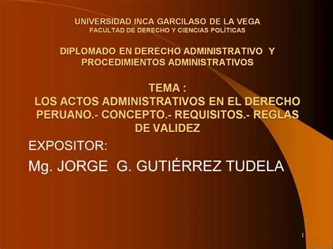 PPT UNIVERSIDAD INCA GARCILASO DE LA VEGA FACULTAD DE DERECHO Y