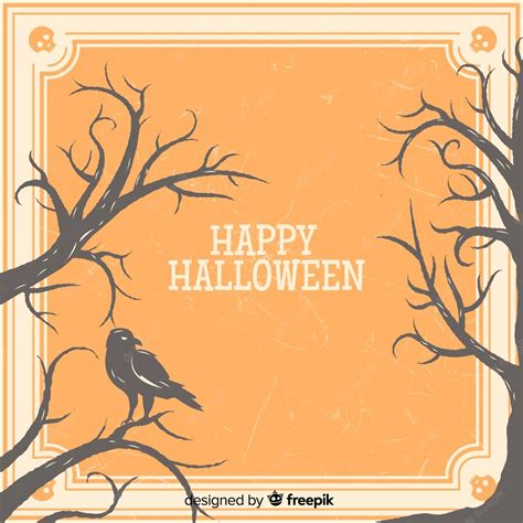 Free Vector Creepy Halloween Frame With Vintage Style