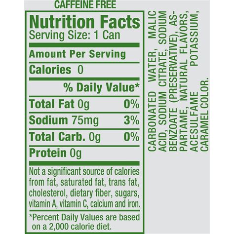 Zero Sugar Ginger Ale Nutrition Facts