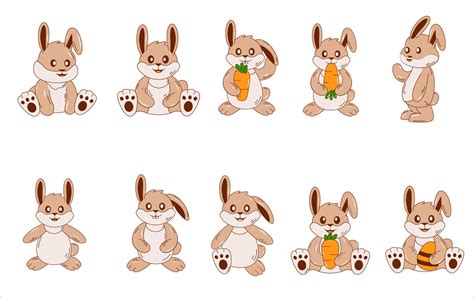 Cute Bunny Illustration Vector Set 23209839 Vector Art at Vecteezy