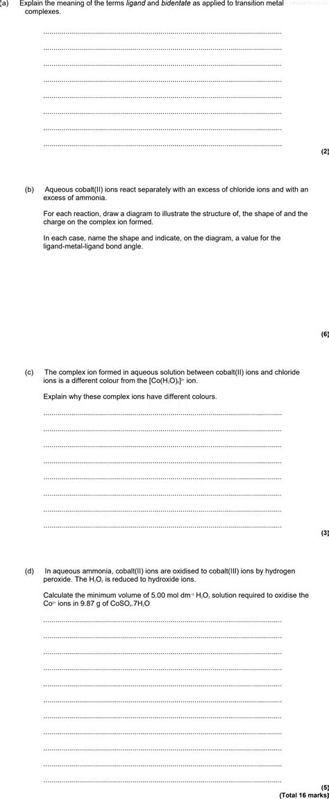 Shapes Of Complex Ions Questions Revisely