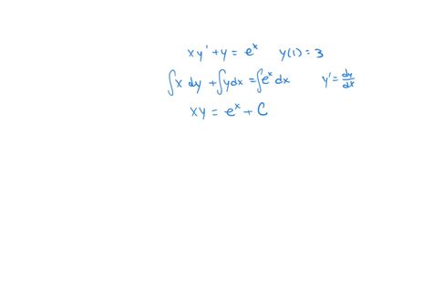 SOLVED Solve The Given Initial Value Problem Xy Y Ex Y 1 3 Y