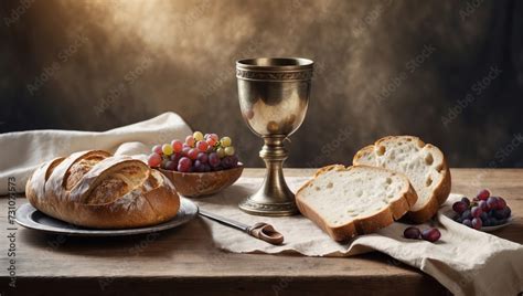 Eucharist Sacrament Chalice Symbols Bread And Wine Hosts Illustration