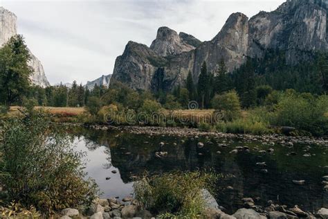 Scenic Panoramic View Of Famous Yosemite Valley With El Capitan Rock