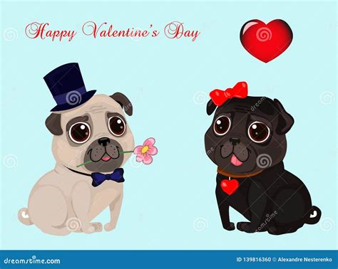 Image Of Two Pug Stock Vector Illustration Of Cartoon 139816360