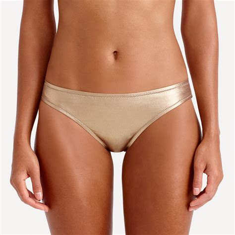 J Crew Metallic Gold Low Hipster Bikini Bottom Lyst