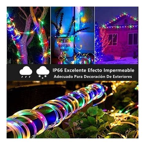 Solar Manguera Luces Navidad Rbol Led Para Exterior M Cuotas