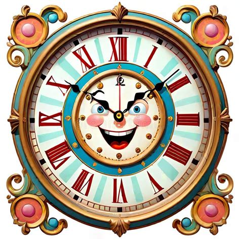 Wall Clock Face Vintage Roman Numeral Happy Decoration Stock