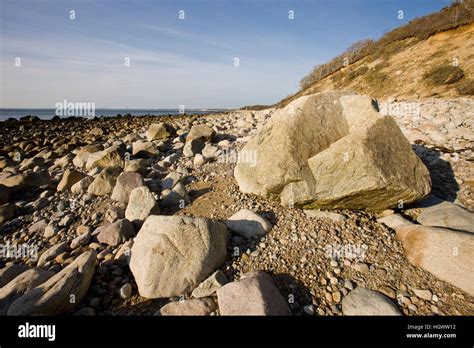 A Large Boulder At The Beach At The Center Hill Preserve In Plymouth