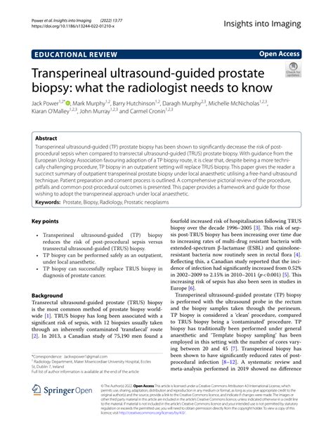 Pdf Transperineal Ultrasound Guided Prostate Biopsy What The Radiologist Needs To Know