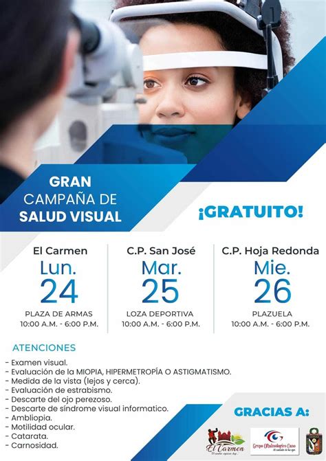 Gran Campaña de Salud Visual Campañas Municipalidad Distrital de El