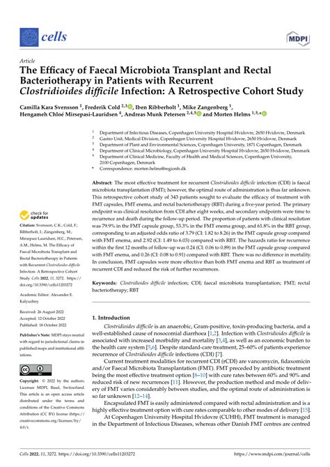 Pdf The Efficacy Of Faecal Microbiota Transplant And Rectal