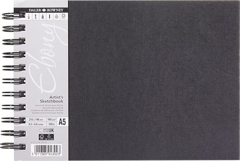 Daler Rowney Ebony Lightly Textured 160gsm A5 Hardback Landscape