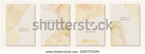 Abstract Yellow Nude Watercolor Stains Background Stock Vector Royalty