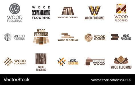 Set logos wooden floors and coverings Royalty Free Vector