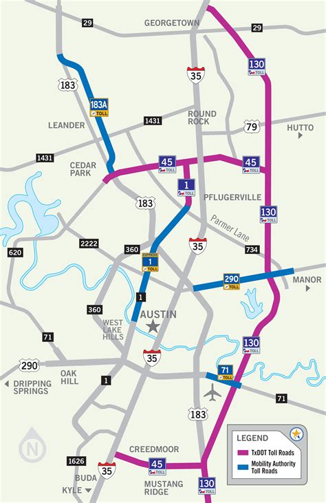 Austin toll road map - Map of Austin toll road (Texas - USA)