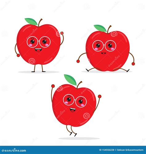 Caracteres Divertidos De La Fruta De La Historieta Manzana Ilustraci N