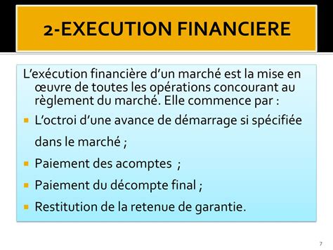 Sommaire I L Execution Des Marches Publics Execution Physique