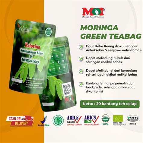 Teh Celup Moringa Green Tea Seduhan Teh Daun Kelor Premium Kelorina