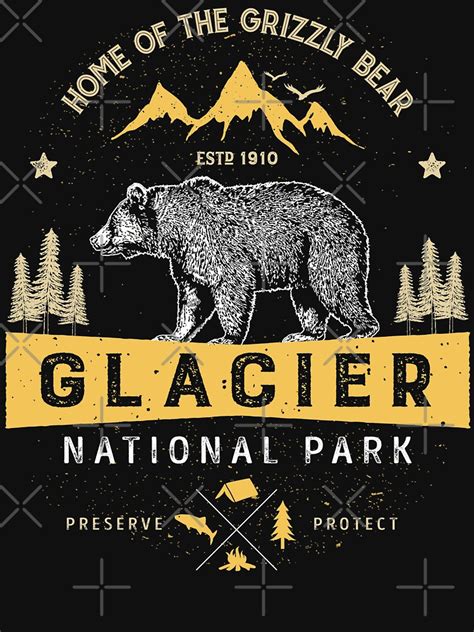 Glacier National Park T Shirt Vintage Montana Bear Men Women T Shirt By Liquets Redbubble