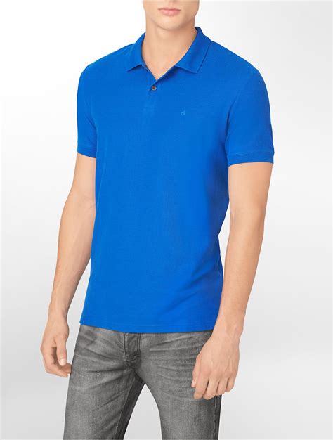 Calvin Klein White Label Body Slim Fit Cotton Pique Polo Shirt In Blue