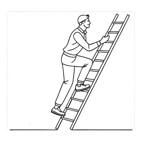 Premium Vector A Drawing Of A Man Climbing A Ladder With A Picture Of
