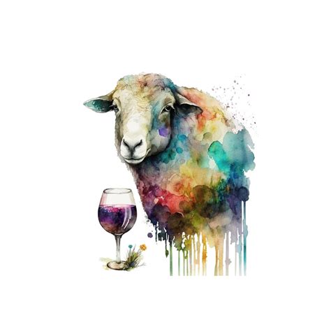 Funny sheep is drinkin vine, watercolor art Painting by Gracjan Sojka - Fine Art America