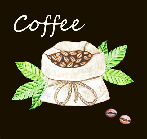 Pouch Of Coffee Beans Watercolor Illustration Vector Art At