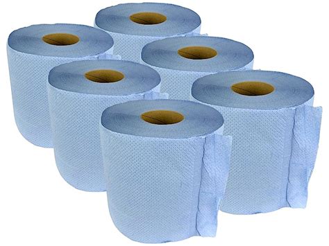 Blue Rolls Pack Ply Embossed Centre Feed Paper Wipe Rolls M